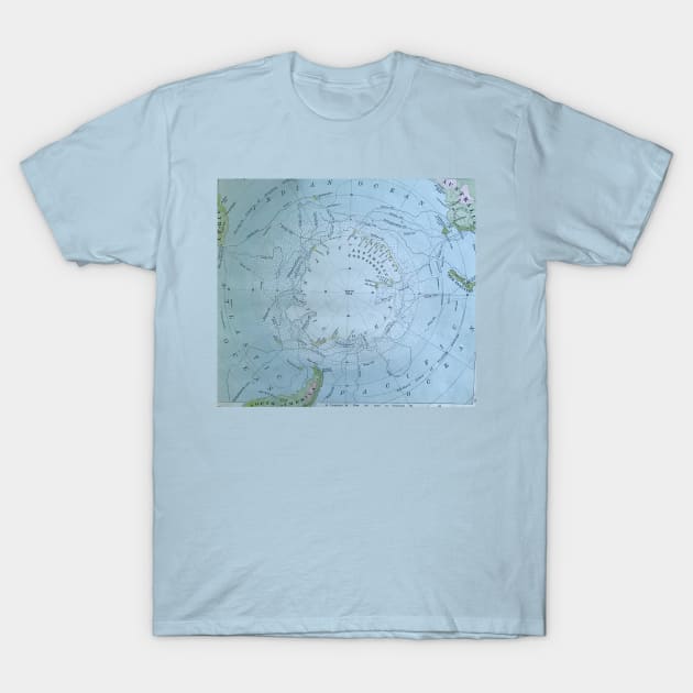 South Pole antique map 1800s, Antarctica, South America, Australia, New Zealand T-Shirt by djrunnels